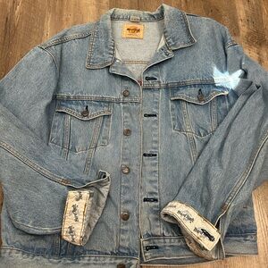 Vintage Hard Rock Cafe Denim Jacket Mens L Blue Paris Trucker Embroidered Retro